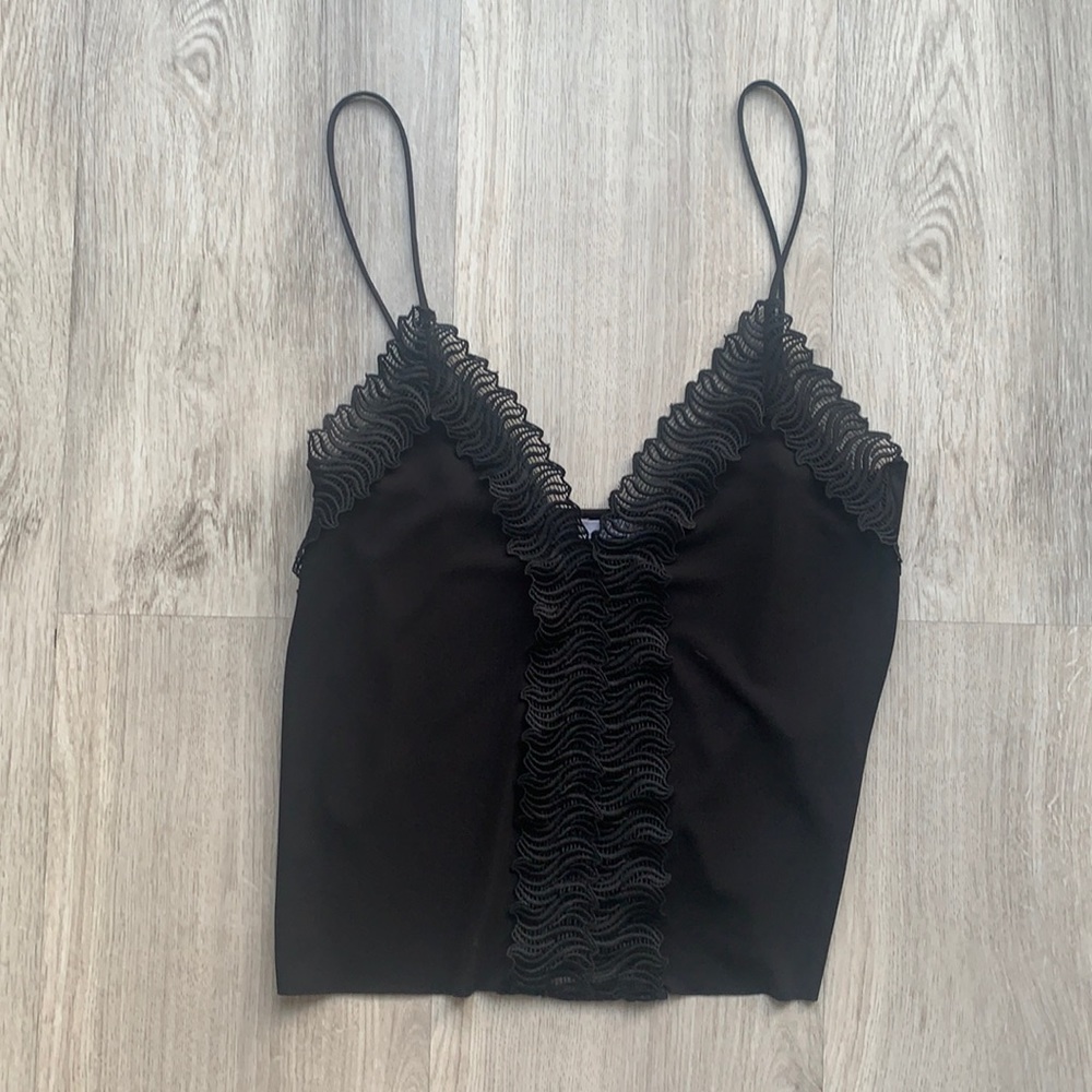 Black Plunge Neck Blouse